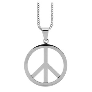 Shiny Steel Peace Symbol Pendant